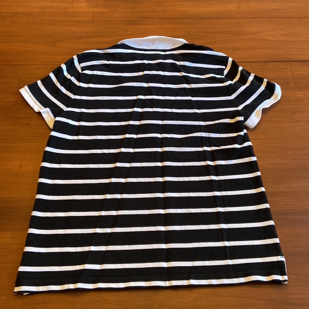 Ralph Lauren Active Black And White Stripped Women’s Short Sleeved Collard Shirt - Picture 3 of 7